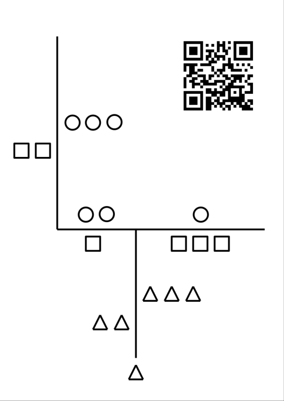 hotel-overzichtskaart van de begane grond met reliflijnen en symbolen met qr-code